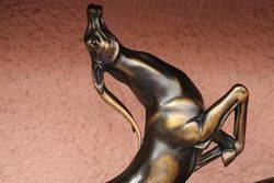 Art Deco Spelter Antelopes Group Signed By Limousin