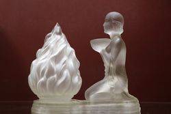 Art Deco Frosted Glass Figure with a Flame Shade.#