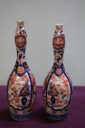 20th Century Pair Of Imari Porcelain Bottle Vases #