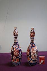 20th Century Pair Of Imari Porcelain Bottle Vases 