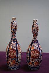 20th Century Pair Of Imari Porcelain Bottle Vases 