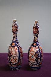 20th Century Pair Of Imari Porcelain Bottle Vases 