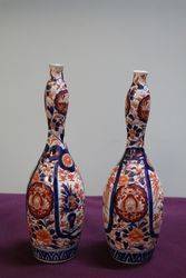 20th Century Pair Of Imari Porcelain Bottle Vases 