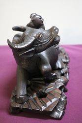 Antique Chinese Carved Wooden Figurine Modelled as Water Buffalo 