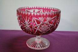 Stunning Cut Crystal Ruby Bowl First Half Of 20th Century  