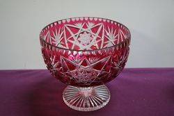 Stunning Cut Crystal Ruby Bowl First Half Of 20th Century  