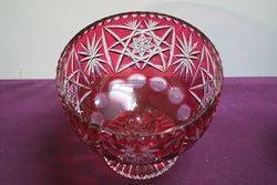 Stunning Cut Crystal Ruby Bowl First Half Of 20th Century  