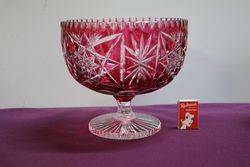 Stunning Cut Crystal Ruby Bowl First Half Of 20th Century  