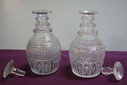 Superb Quality Late George III 3 Ring Cut Glass Decanters 