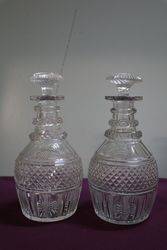 Superb Quality Late George III 3 Ring Cut Glass Decanters 