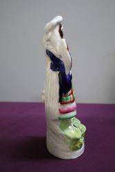 Antique Staffordshire Figure  Lady With Flag 