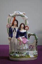 Antique Staffordshire Figure Of Sailor and Wife  #