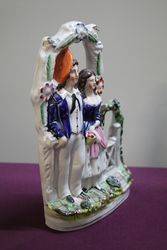 Antique Staffordshire Figure Of Sailor and Wife  