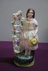 Antique Staffordshire Figure Lady With Hat  