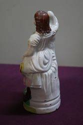 Antique Staffordshire Figure Lady With Hat  