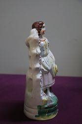 Antique Staffordshire Figure Lady With Hat  