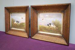 Pair Of Antique Crown Devon Porcelain Framed Plaques  