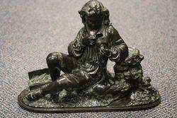 A Genuine Antique Bronze Sculpture. Enfance De Linnee. # 