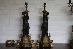 Set Of 2 Bronze Figure Lamps 