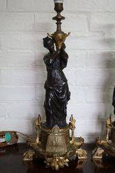 Set Of 2 Bronze Figure Lamps 