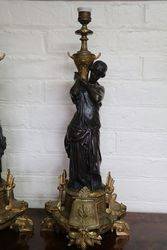 Set Of 2 Bronze Figure Lamps 