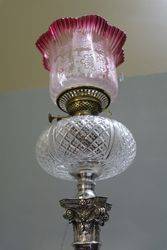 Antique Banquet lamp On Silver Plated Corinthian Column 