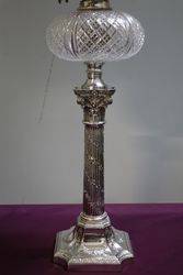 Antique Banquet lamp On Silver Plated Corinthian Column 