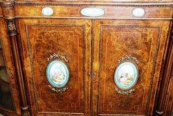 Antique Burr Walnut 4 Door Credenza 