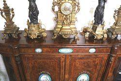 Antique Burr Walnut 4 Door Credenza 