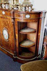 Antique Burr Walnut 4 Door Credenza 