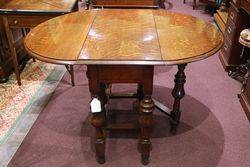 Restered Solid Oak Gate Leg Table With Unusual Centre Drawer