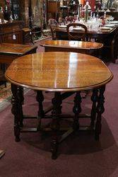 Restered Solid Oak Gate Leg Table With Unusual Centre Drawer