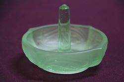 7 Pieces Art Deco Green Uranium Glass Mermaid Trinket Set C1930 