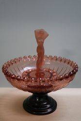 Art Deco 4 Pieces Pink Glass Float Bowl  Mascot Lady 