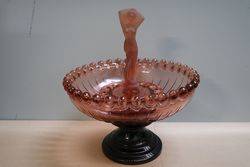 Art Deco 4 Pieces Pink Glass Float Bowl  Mascot Lady 