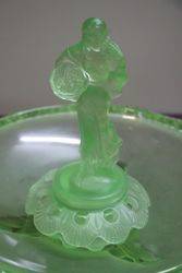 Art Deco Uranium Glass Fruit Girl 3 Pieces Float Bowl C1930