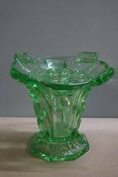 Art Deco Uranium Glass Vase + Organiser  