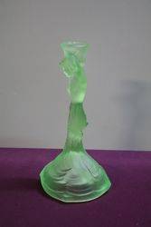 Art Deco Uranium Green Glass Mermaid Candlestick 