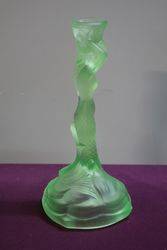 Art Deco Uranium Green Glass Mermaid Candlestick 