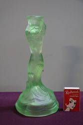 Art Deco Uranium Green Glass Mermaid Candlestick 