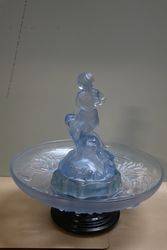 Art Deco Walther + Sohne Blue Glass Peter Pan Float Bowl On Stand #