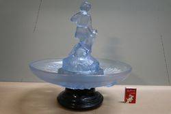 Art Deco Walther + Sohne Blue Glass Peter Pan Float Bowl On Stand 