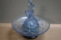 Art Deco Walther + Sohne Blue Glass Peter Pan Float Bowl On Stand 