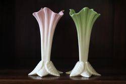 Pair Of Royal Worcester Leaf Vases C1904 #