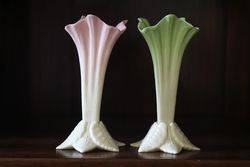 Pair Of Royal Worcester Leaf Vase C1904 