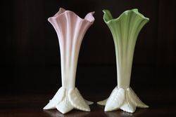 Pair Of Royal Worcester Leaf Vase C1904 