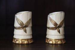 Pair Of Miniature Royal Worcester Bamboo Vases #