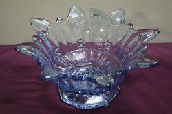 Art Deco Blue Glass Starburst Bowl  