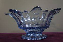 Art Deco Blue Glass Starburst Bowl  