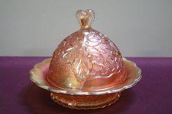 Carnival Glass Covered Bowl  